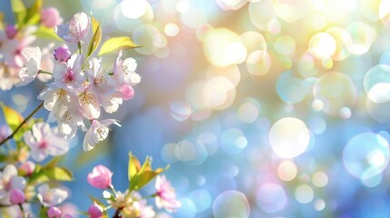 Wall Mural - Spring background with blurry bokeh