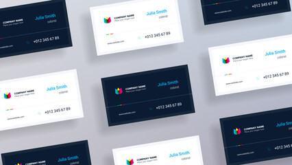 business cards with lily flower logo. dark and light appearences.