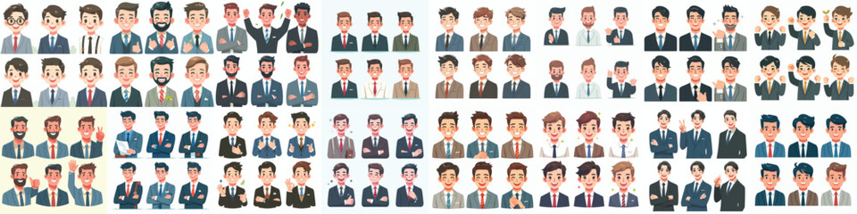 Canvas Print - businessman avatar vector set