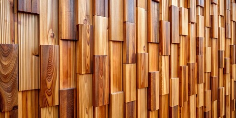 Wall Mural - Abstract Wooden Wall Pattern Closeup of Geometric Tiles, Texture , Background , Design