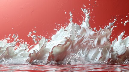 Poster - white liquid splashing on red background