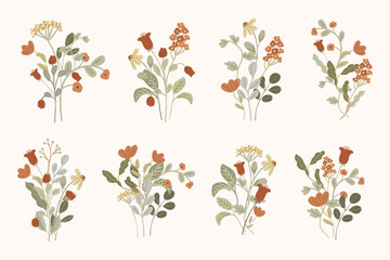 Wall Mural - cute wildflower bouquet collection