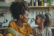 © vefimov - Woman and young girl in kitchen talking, cooking environment