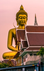 Wall Mural - Large  Buddha Stupa Wat Paknam Temple Complex Bird Bangkok Thailand