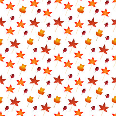 Wall Mural - Autumn seamless pattern with red leaves. Vector.