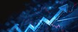 © Nature Lover - Sky blue sharp arrow moving up a financial graph, dark background, high detail,