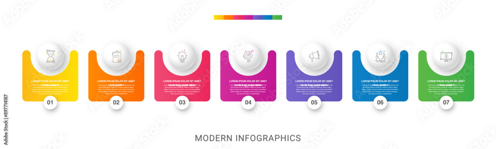premium vector | infographic design template timeline... Vector infographic design template. Modern timeline concept with seven ...