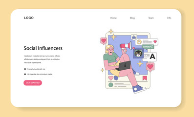 Wall Mural - Social Influencers. Flat Vector Illustration