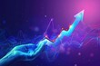 © Nature Lover - Stock market growth vector, hand with upward arrow on blue and purple background, detailed business poster design.