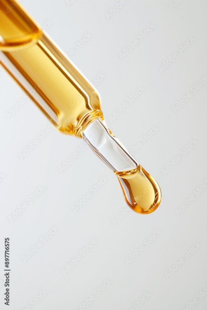 Ultra-sharp photo of retinol, AHA, BHA acid, and collagen serum drop in ...