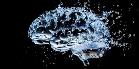 Poster - A brain made of water with a splash