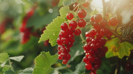 Sticker - Bush in garden produces red currant berries in summer for harvesting