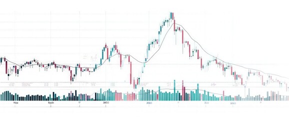 Wall Mural - White background featuring a financial chart with a consistent upward rise in stock prices.