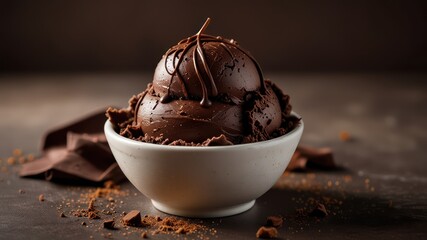 single perfectly rounded scoop of rich velvety choco