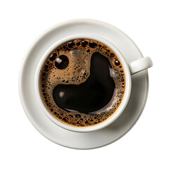 Wall Mural - cup of black coffee isolated on transparent . top view .