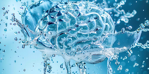 Poster - A brain made of water with a splash