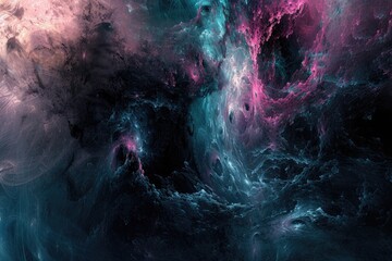 Fototapete - chaotic blend of organic and digital elements in abstract chaos