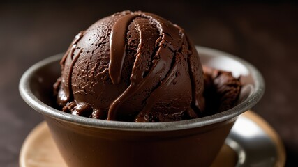 single perfectly rounded scoop of rich velvety choco