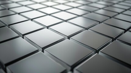 Futuristic design with metallic cubes forming a grid on an abstract background