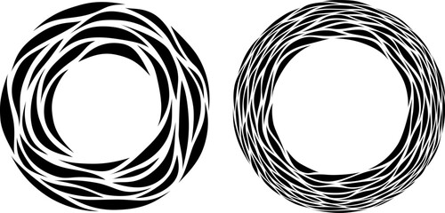 Wall Mural - circle frames with wave pattern