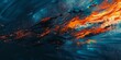 © AminaDesign - A dynamic abstract painting showcasing vivid orange and blue shades, symbolizing a forceful burst of energy