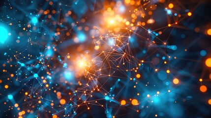 Poster - Abstract network technology background with glowing points and connections, symbolizing information flow.