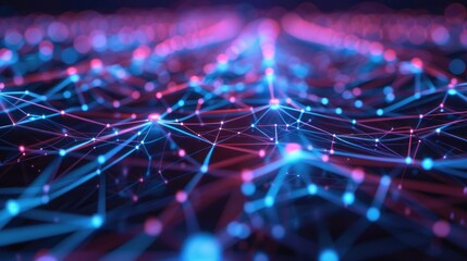 Poster - Abstract network technology background with glowing points and connections, symbolizing information flow.