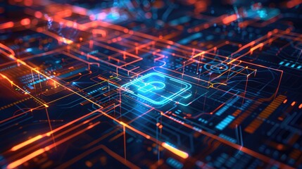 Poster - Abstract tech lines with a padlock icon, emphasizing the importance of network security.