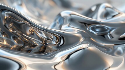 Fototapete - Abstract 3D waves with a metallic sheen, creating a sense of fluidity and movement.
