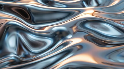 Fototapete - Abstract 3D waves with a metallic sheen, creating a sense of fluidity and movement.