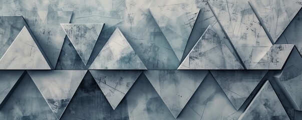 Abstract geometric pattern with 3d triangular shapes in shades of blue and gray, contemporary art concept