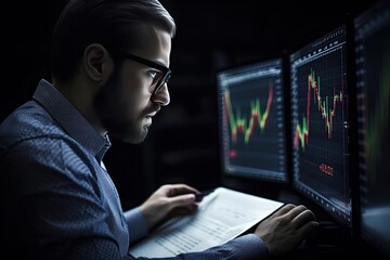 Poster - savvy investor analyzing stock market trends