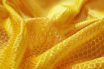 Texture macro photo of yellow soccer fabric