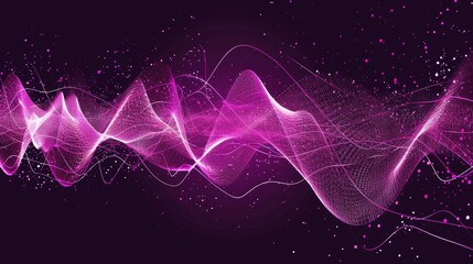 Aufkleber - Pink wave background with rose magnetic smoke flare and light red sound frequency swirls, creating a dynamic abstract design with purple glitter effects, ideal for music and technology themes