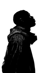 Silhouette of a man in front of a white background