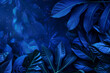 © CreativeCreations - Collection of tropical leaves,foliage plant in blue color with space background