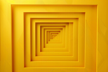 Poster - Abstract folded paper effect. Bright colorful yellow background. Maze made of paper. 3d rendering