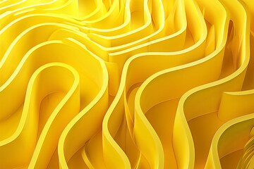 Poster - Abstract folded paper effect. Bright colorful yellow background. Maze made of paper. 3d rendering