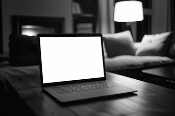 Aufkleber - Laptop with blank screen on table.