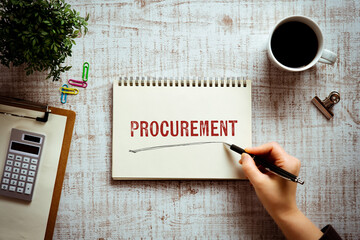 Poster - There is notebook with the word Procurement. It is as an eye-catching image.