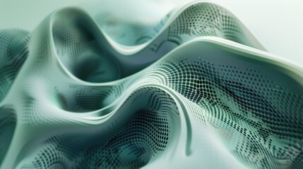 Poster - Holo 3D form of green-gray color. Abstract background or screensaver. AI generative.