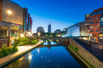 Sticker - Beautiful architecture of Birmingham city canal at dawn