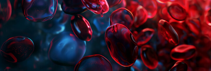 Poster - Red blood cells flowing through veins and arteries in the human body