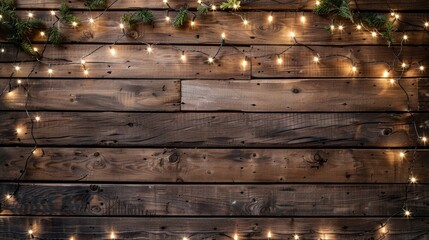 Sticker - Wooden background complementing Christmas lights