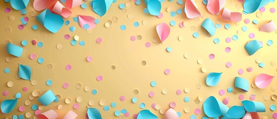 Wall Mural - Light yellow background, confetti patterns.