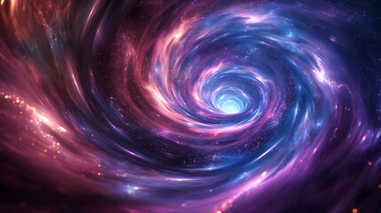 Wall Mural - 46. Design an abstract 3D rendered background of swirling vortexes of energy and pulsating light against a backdrop of deep space dotted with distant stars.