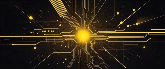 Wall Mural - yellow circuit theme futuristic digital artwork