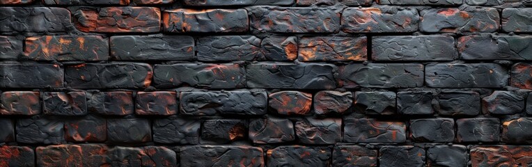 Wall Mural - Rustic Red and Black Anthracite Gray Brick Wall Texture Background Banner