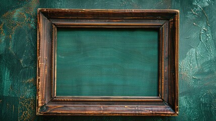 Canvas Print - Antique wooden frame with striped green canvas