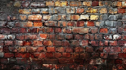 Wall Mural - Aged red brick wall with stone texture and background